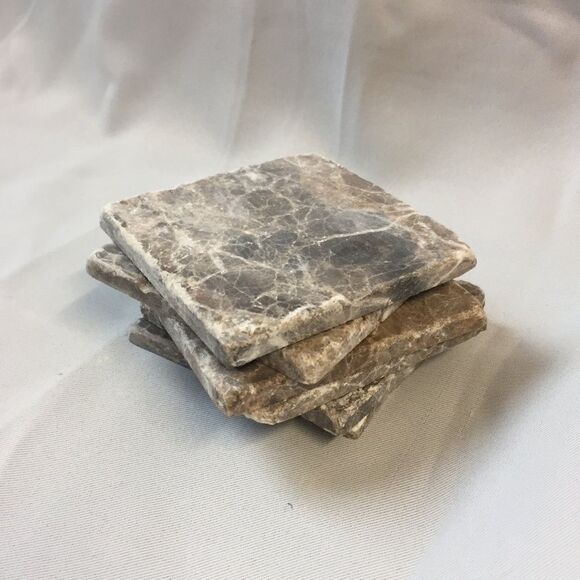 Set of 6 Natural Brown Agate Stone Coasters - Picture 4 of 6